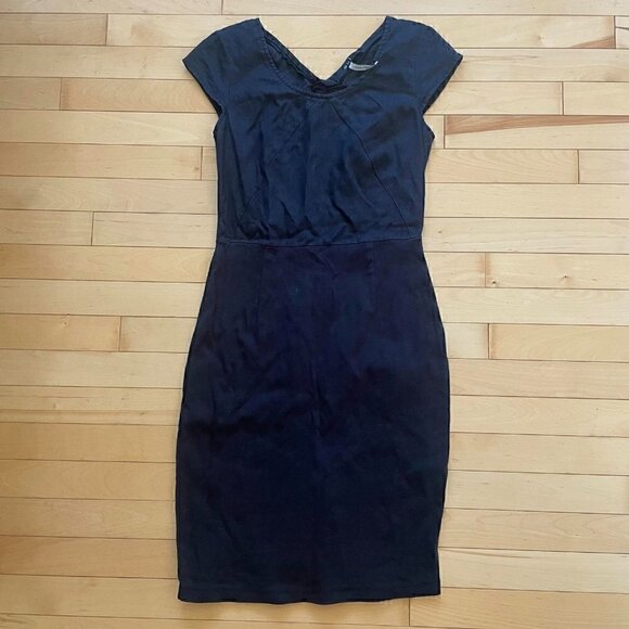 Oui Black Linen Sheath Dress - Size Small - Picture 6 of 6